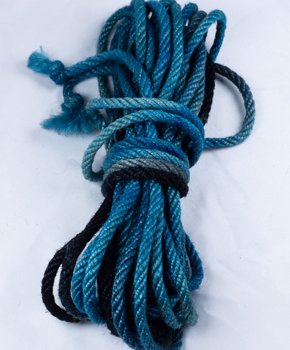 Blue & Black multicolor hand-dyed jute rope