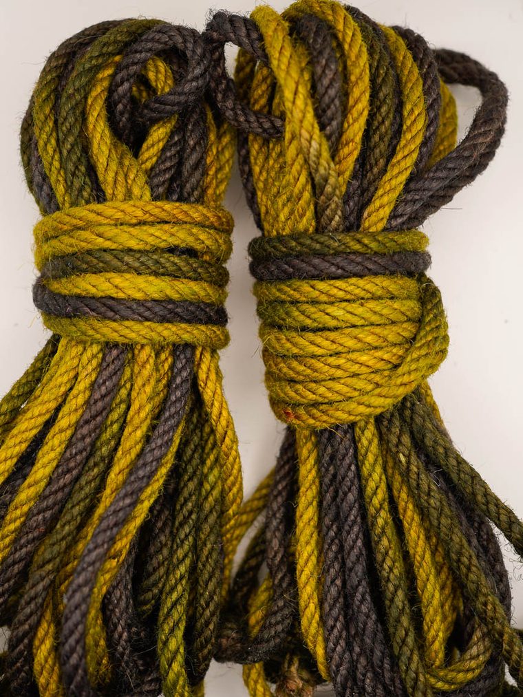 Chartreuse & Charcoal multicolor hand-dyed jute rope