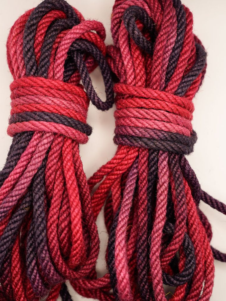 Crimson & Charcoal multicolor hand-dyed jute rope