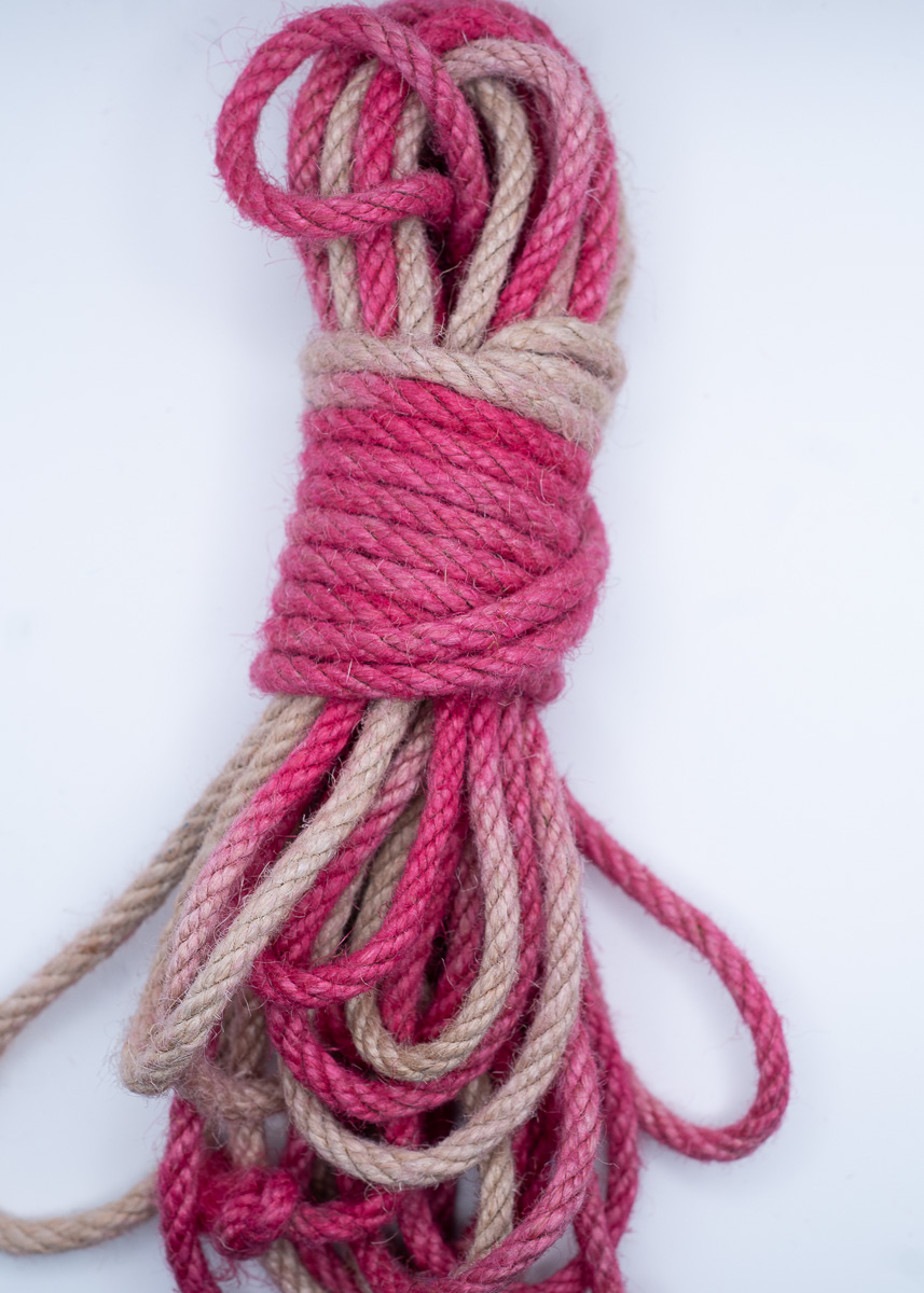 Hot Pink & Natural multicolor hand-dyed jute rope
