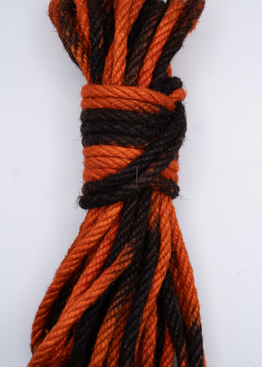 Orange & Black multicolor hand-dyed jute rope