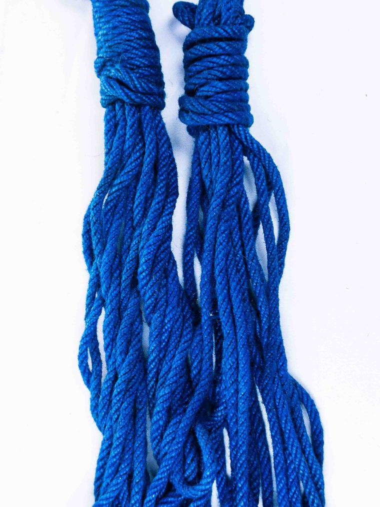 Blue hand-dyed jute rope