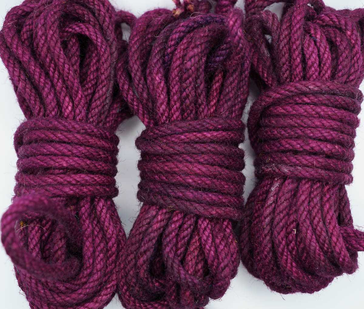 Deep Purple hand-dyed jute rope