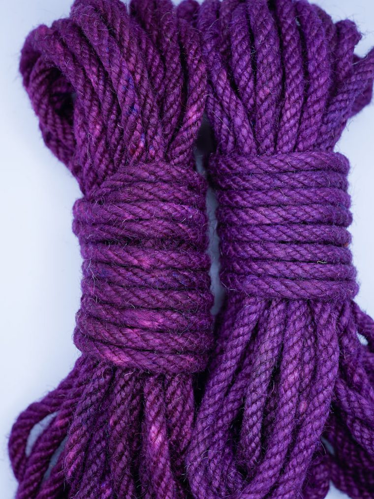 Purple hand-dyed jute rope