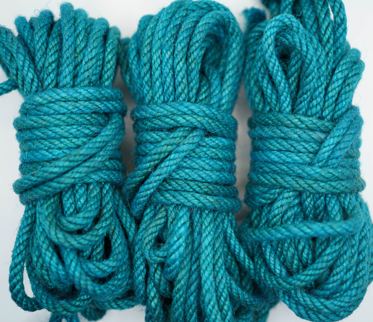 Teal hand-dyed jute rope